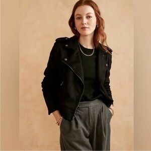 Banana Republic Black Faux Suede Moto Jacket